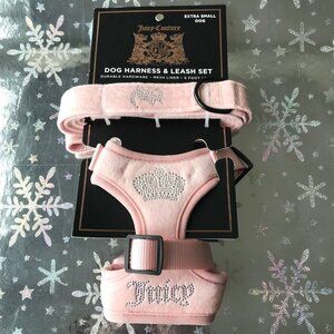 Juicy Couture Harness and Leash Set Mesh Liner Velour Pink  Extra Small
